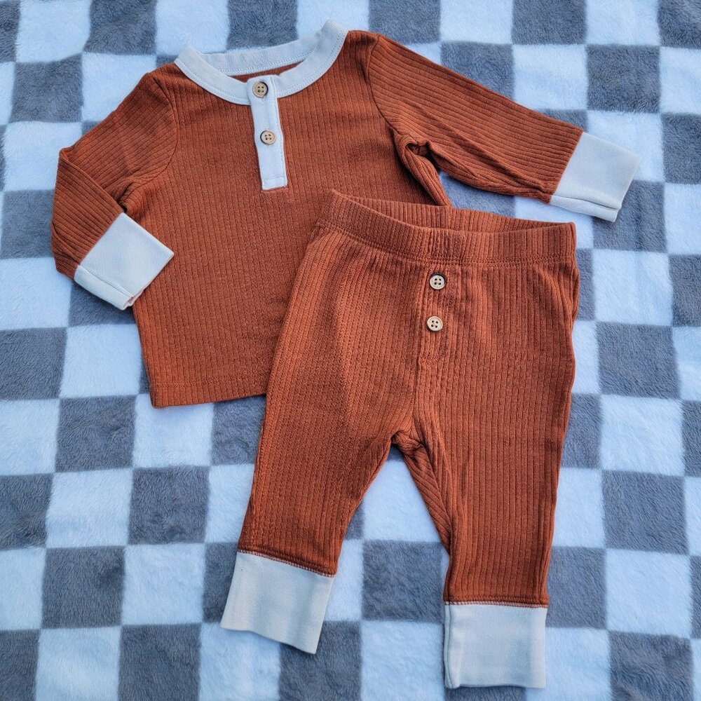 Baby Cat & Jack Cotton Modal Rust Ribbed 2 Piece Set Size 0-3m